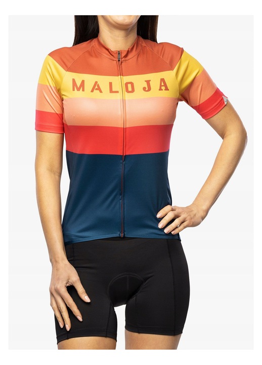 Tricou ciclism dama Maloja Madrisa, bleumarin-portocaliu, uscare rapida, antibacterian