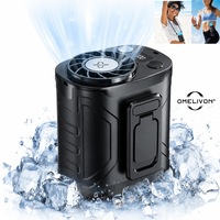 Ventilator Multifunctional Ultra Portabil, Omelivon®,199 viteze, Ventilator portabil cu clip pentru talie, Lanterna LED, Display LCD, Compact, Sistem Variat de Prindere, incarcare rapida USB-C, negru
