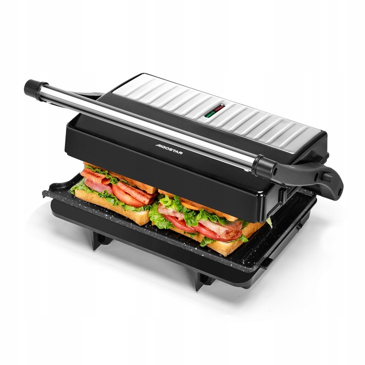 Машина за сандвичи Aigostar, модел York Pro, 1000W, черна, 27.7x22.3x9.3см