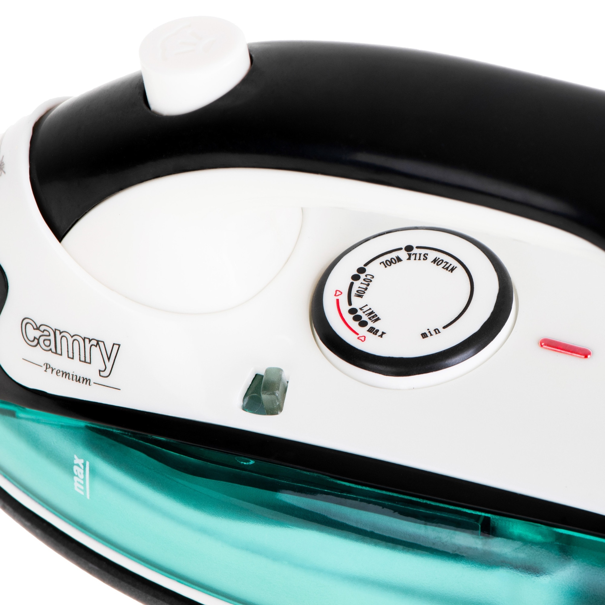 Fier De Calcat, Camry, CR 5024, Putere 1500W, Talpa Antiaderenta, Maner Pliabil, Calcare Cu Abur, Reglaj Temperatura, Design Compact, Usor 0.6 kg, Jet Apa, Ideal Pentru Calatorii, Verde/Alb