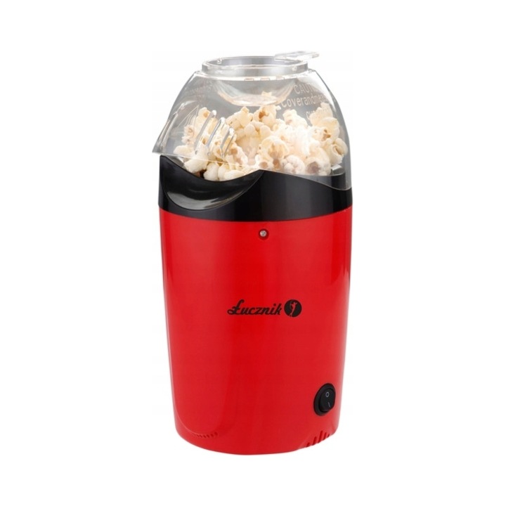 Aparat de preparat popcorn fara ulei, lUCZNIK, 1200W, rosu, 3 minute