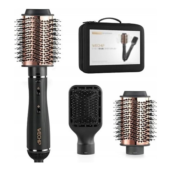 WeChip Set perie de par cu uscator, 4 functii, ceramica, 15,5x12x9cm, 17x8,5x5cm