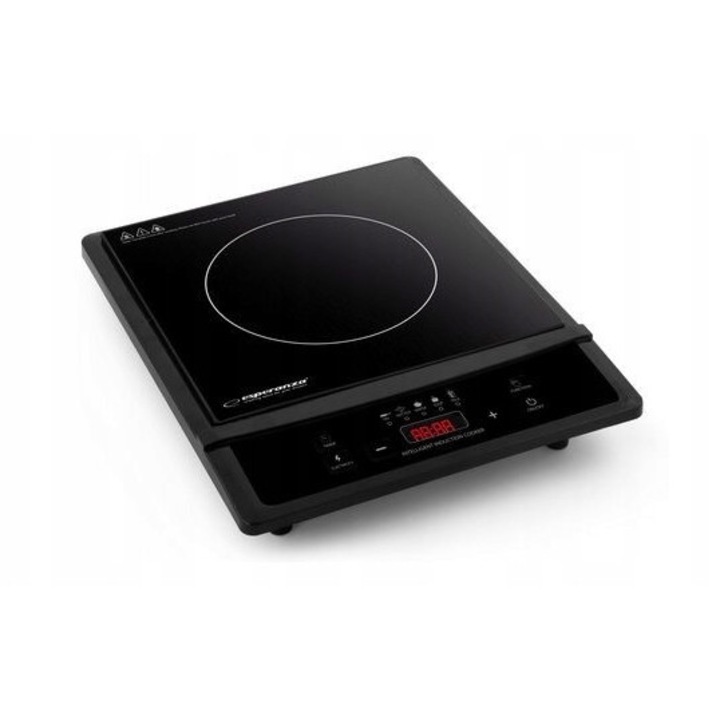 Plita electrica inductie Esperanza KRAKATAU 2000W 1 palnik, 5 functii, neagra, 25x25cm