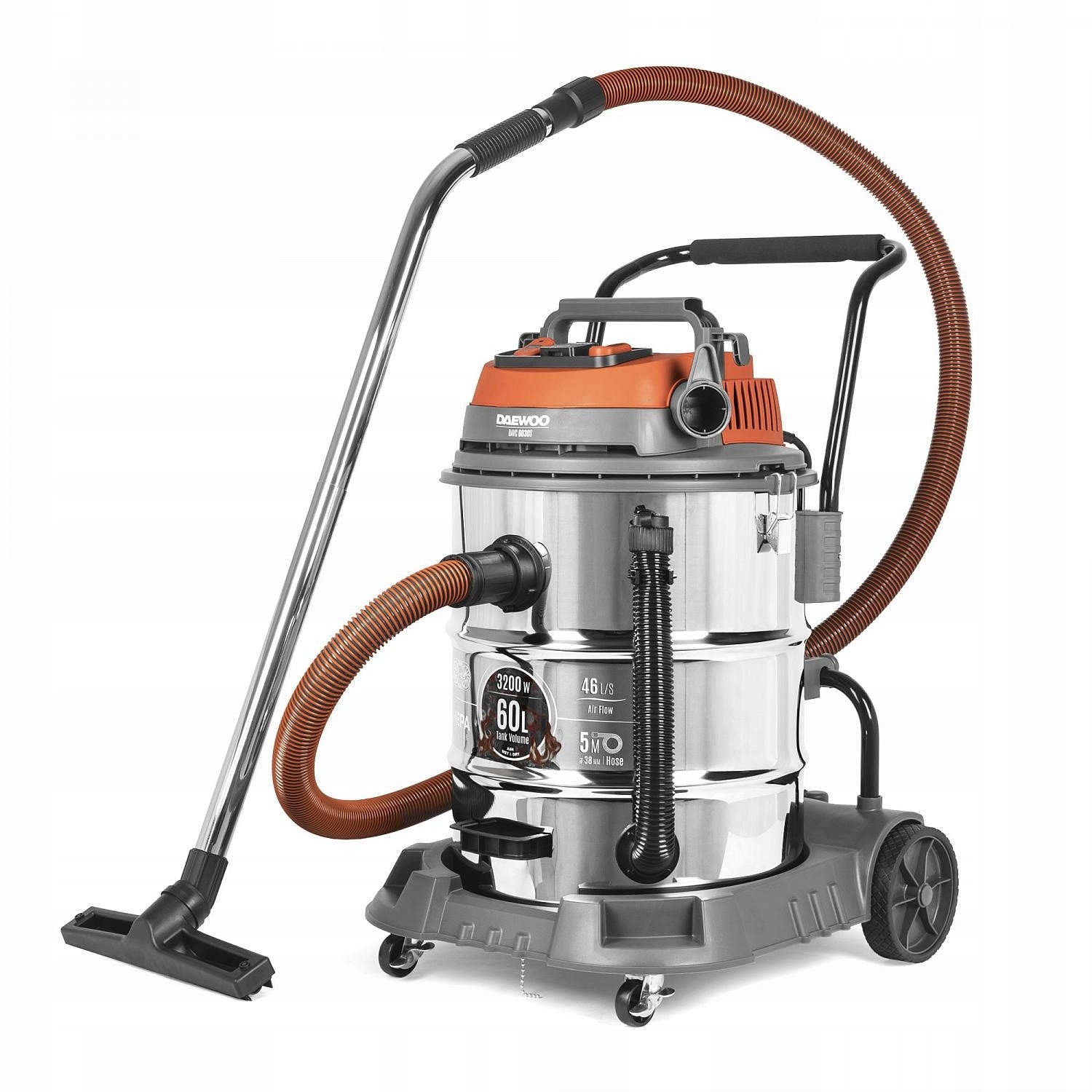Aspirator industrial DAVC 6030S, 3200W, 60L, functie umeda/uscata, filtru HEPA, set complet