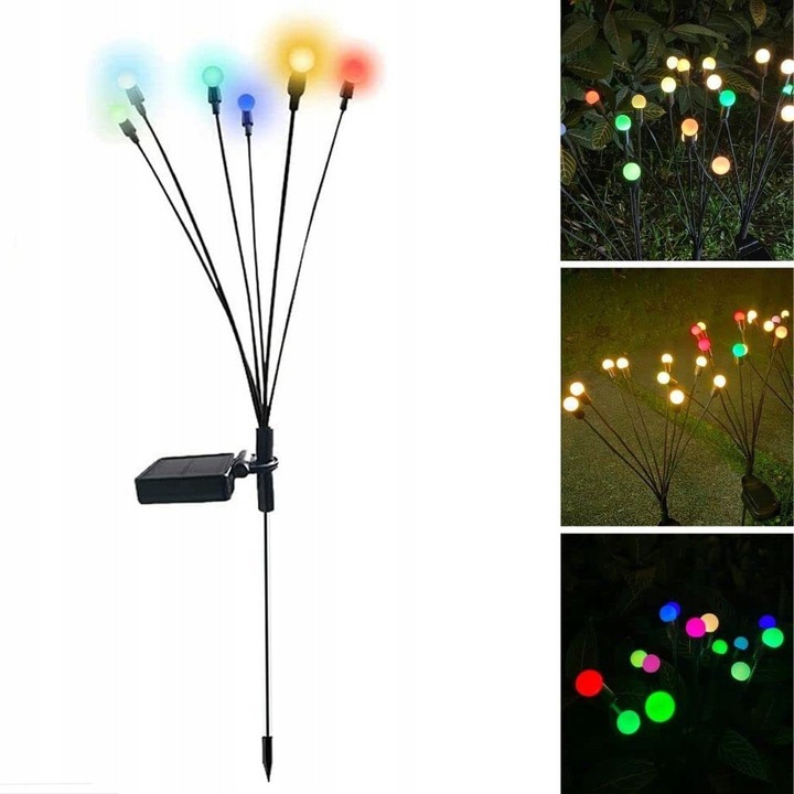 Set 2 lampi solare LED Swing, lumini RGB, colorate, pentru gradina
