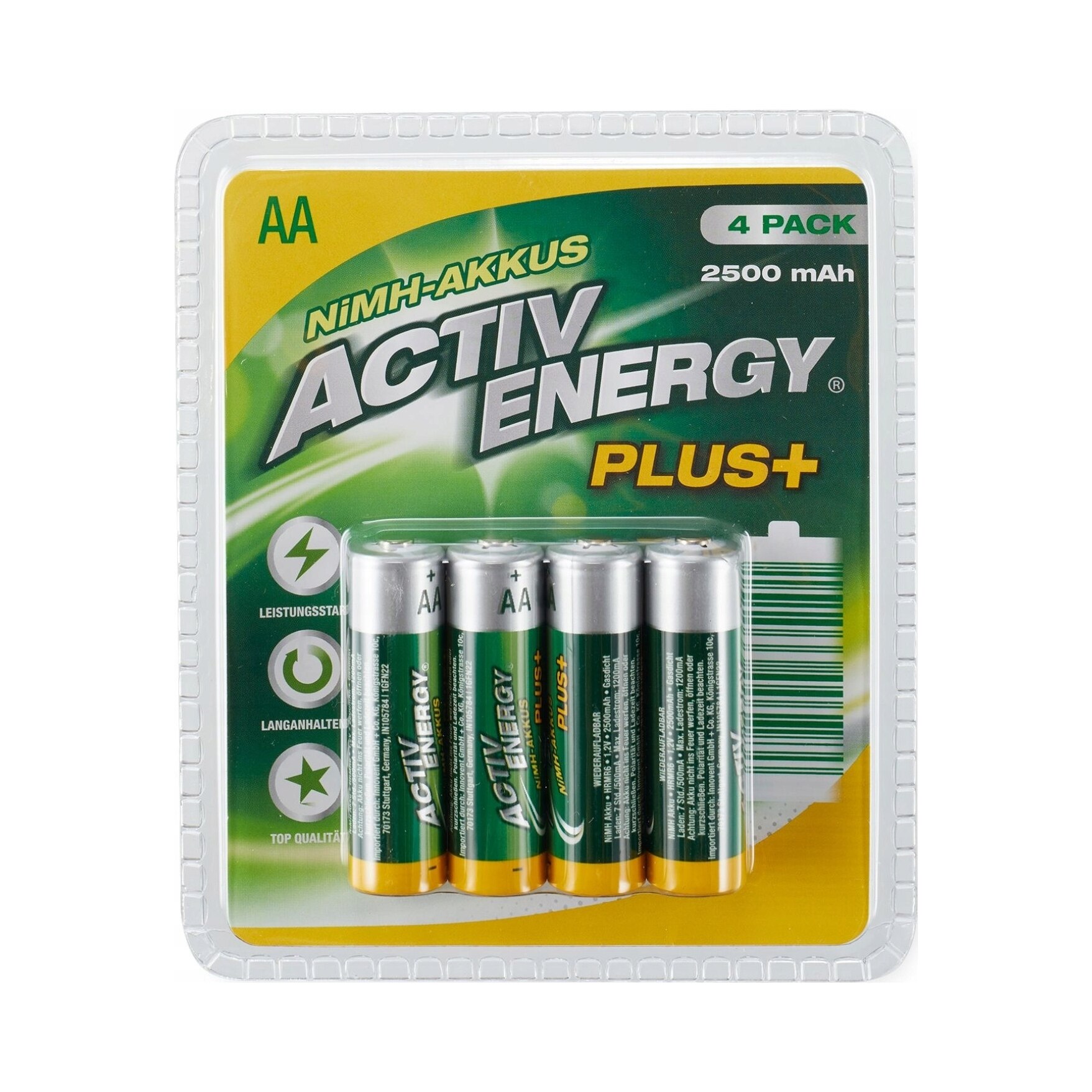 Acumulator NiMH Activ Energy AA (R6) 2500 mAh, set 4 buc. - eMAG.ro