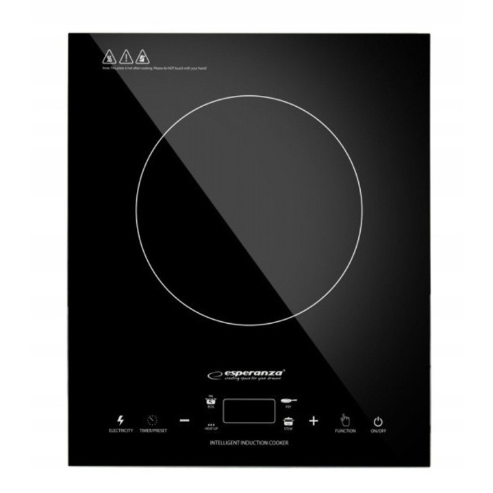 Plita electrica Esperanza, inductie, 2000W, neagra, sticla