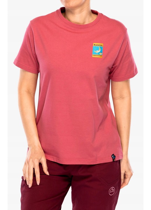 Tricou sport dama La Sportiva Moon Climb, bumbac organic, roz, croiala clasica