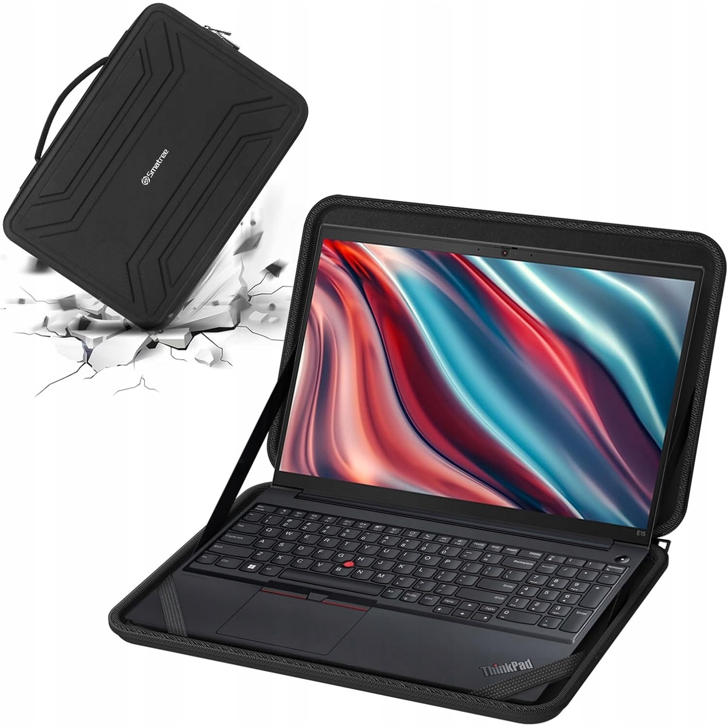 Etui laptop Smatree Hard Shell, 15,6 inch, rezistent la apa, dimensiuni 36,8x25,6x2cm, negru