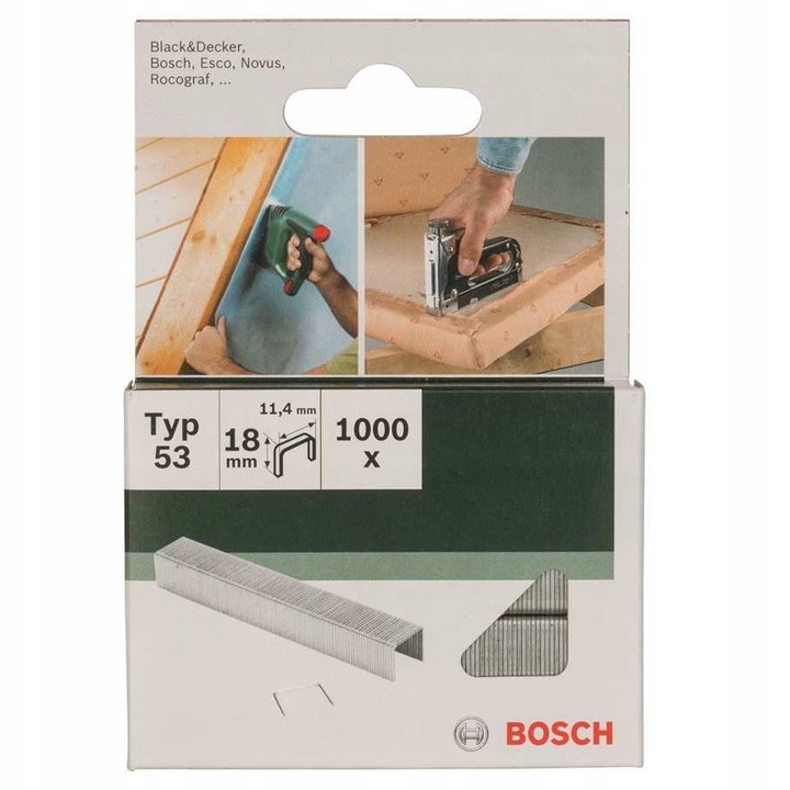 Zszywki Bosch tip 52, 8mm, 1000 bucati, 1,25mm x 12,3mm