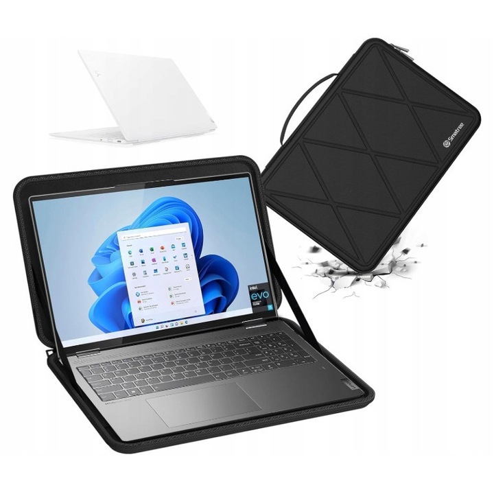 Smatree 14 hüvelykes laptop tok, ütésálló, modern design, fekete, 33x22,8x2,7cm