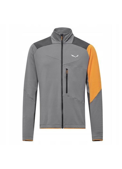 Bluza trekking barbati Salewa Nxt Pl, gri, poliamida reciclata, usoara, respirabila, cu fermoar, L INTL