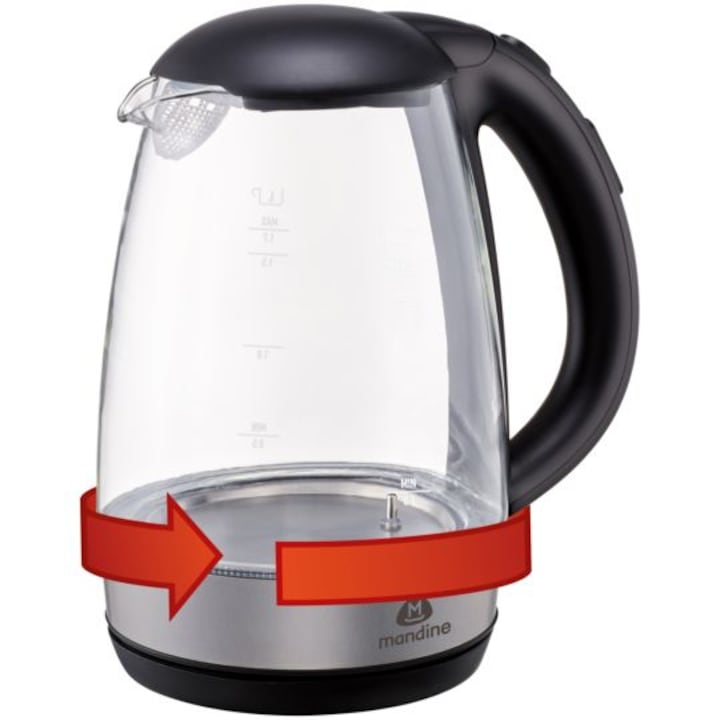 Ceainic Electric Hoffen 1.7L Inox Argintiu/Gri, 1850W, Design Modern