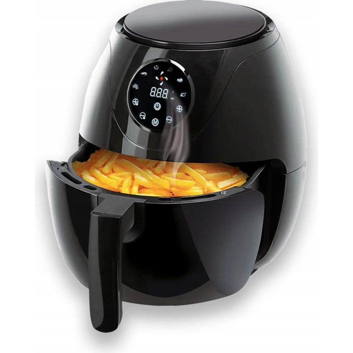 Friteuza fara ulei StarQ, 2,6L, 1200W, 8 programe, neagra, set