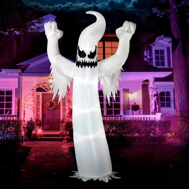 Fantoma Halloween 3,6 m cu LED, alb, usor de montat, compact