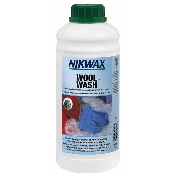 Mosószer, Nikwax Wool Wash, 1000 ml, merinógyapjú ruházathoz, környezetbarát, könnyen használható