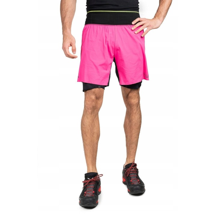 Pantaloni scurti sport barbati Dynafit DNA Ultra 2/1, respirabili, roz, poliester/elastan