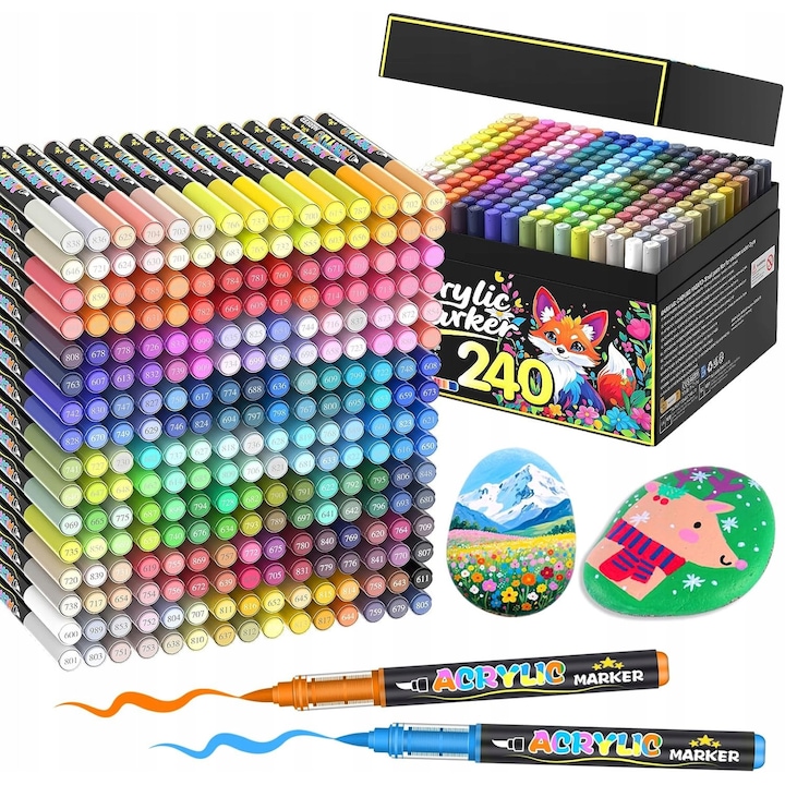 Akril permanens marker készlet üvegre és fára, 240 darab
