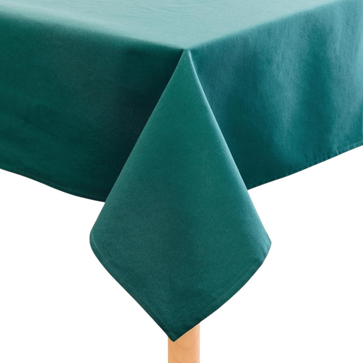 Obrus de masa, 140x230cm, bumbac, verde butoi, sarbatori de iarna