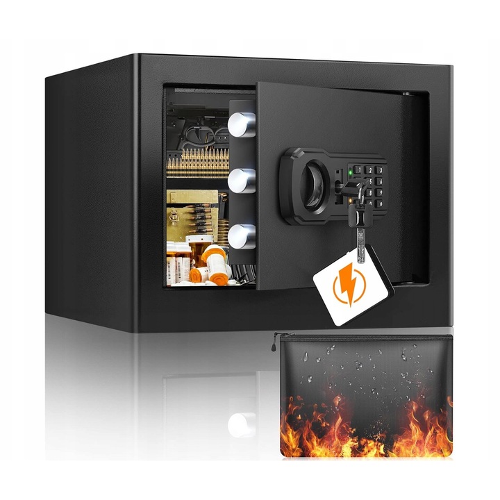 Seif hotelier 25L, montaj pe perete, cu cifru si cheie