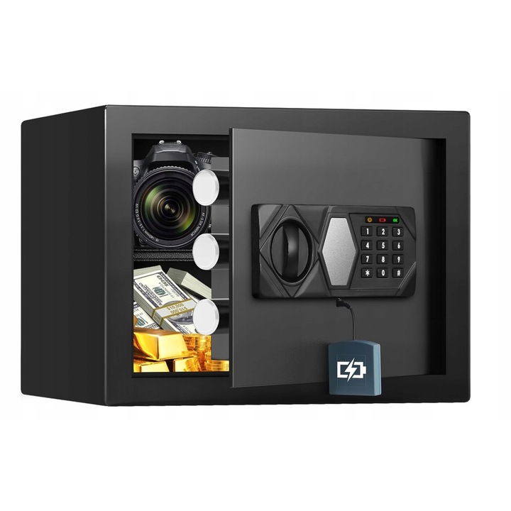 Seif hotelier 22L, montaj pe perete, cu cifru si cheie