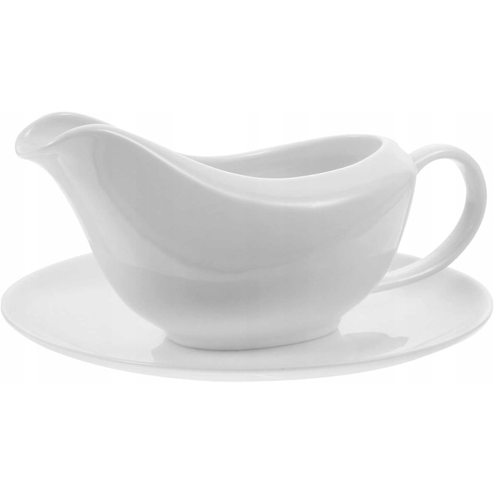 Set sosjerka ceramica 200ml cu suport si taler, eleganta