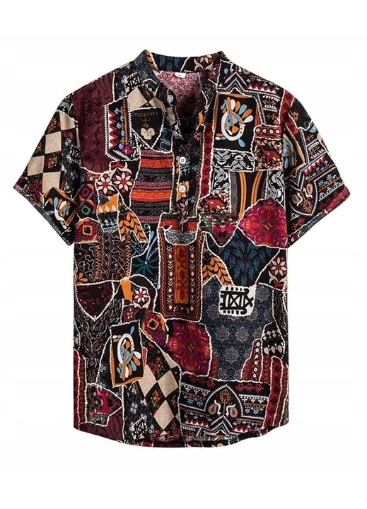 Camasa barbateasca hawaiiana, multicolor, bumbac/in