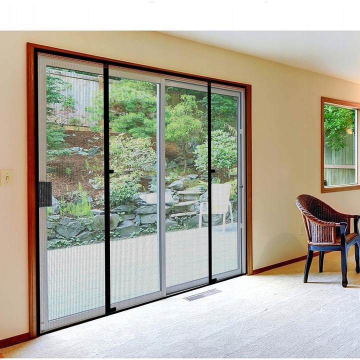 Moskitera magnetica neagra pentru usi balcon, 200x232cm, set pentru protectie impotriva insectelor