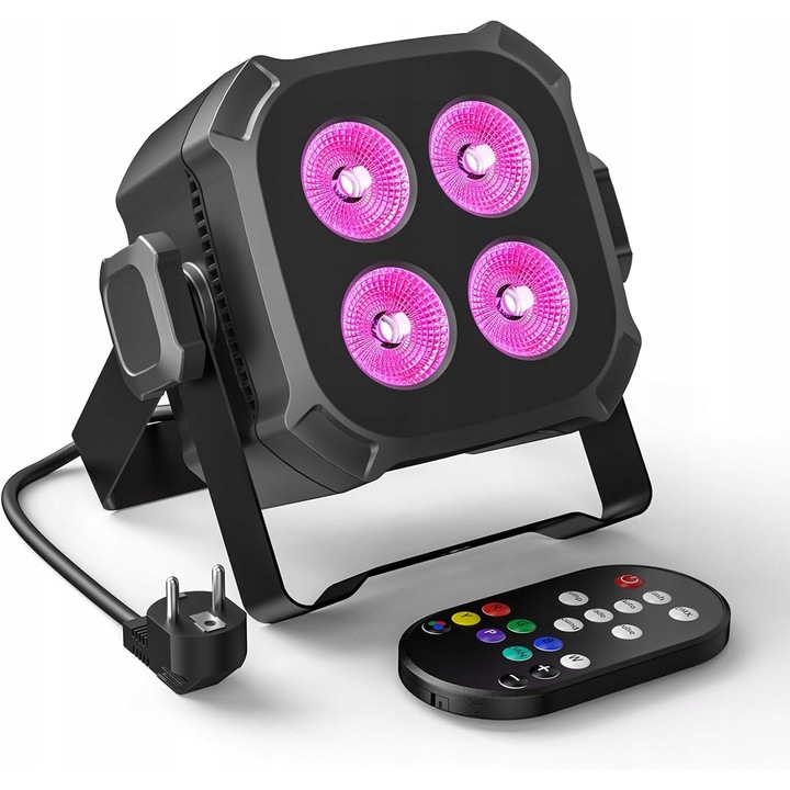 Spoturi RGBW LED cu pilot, set 2 buc, pentru iluminat discoteca