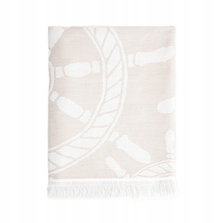Prosop de plaja ANCORA, ecru cu model marin, 90x170 cm, 100% bumbac