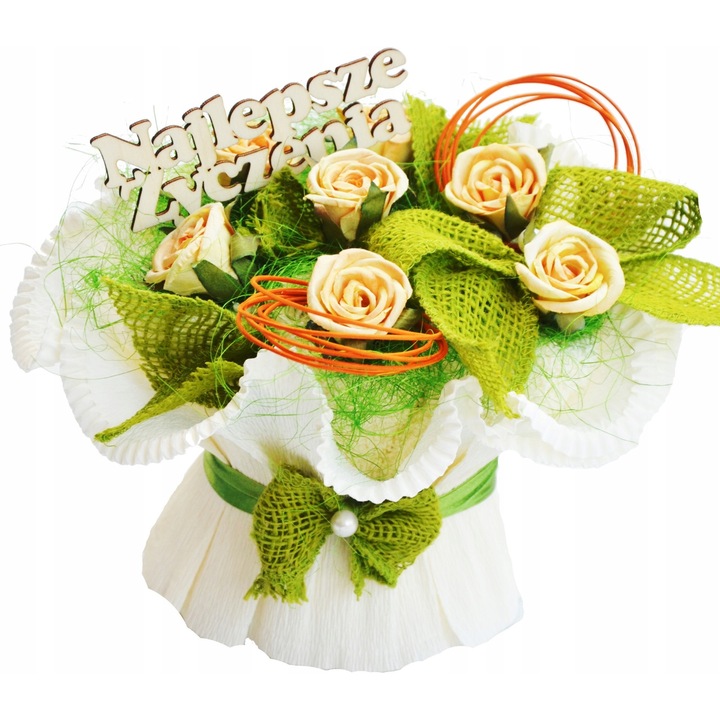 Buchet din prosoape, OP, 3 prosoape 30x50cm, decor floral, multicolor