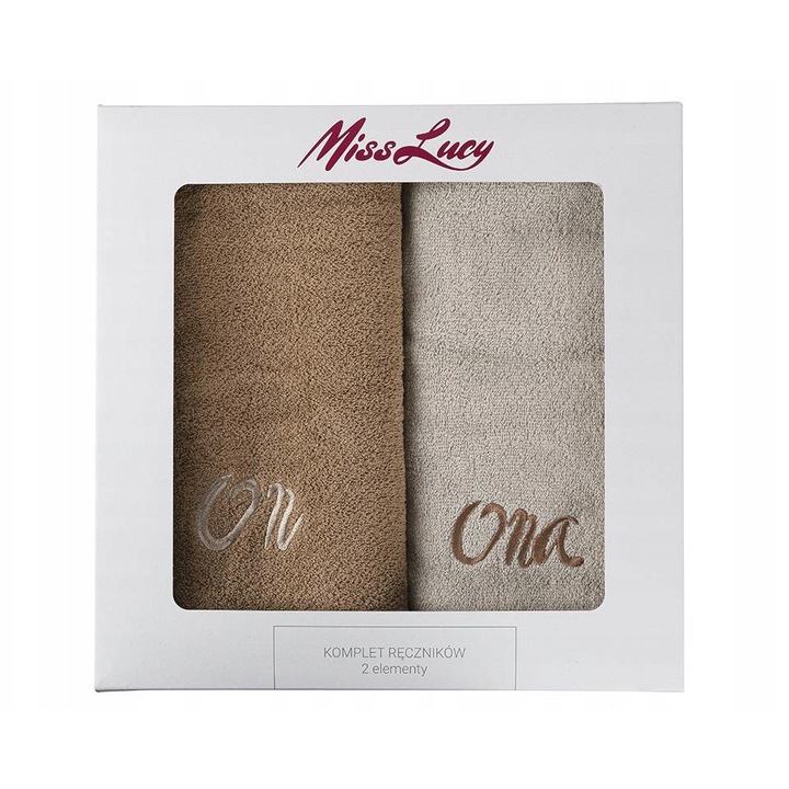 Set 2 prosoape bumbac Ona/On, Miss Lucy, 70x140cm, 100% bumbac