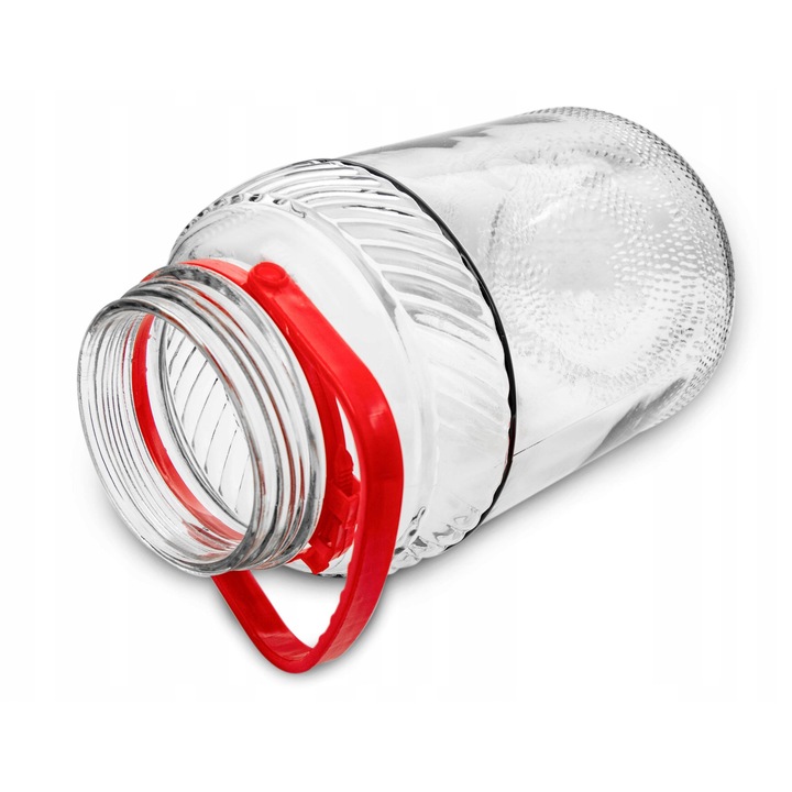 Буркан с капак и дръжка за туршия, Tragar, 18L, стъкло, червен капак, 27x41см