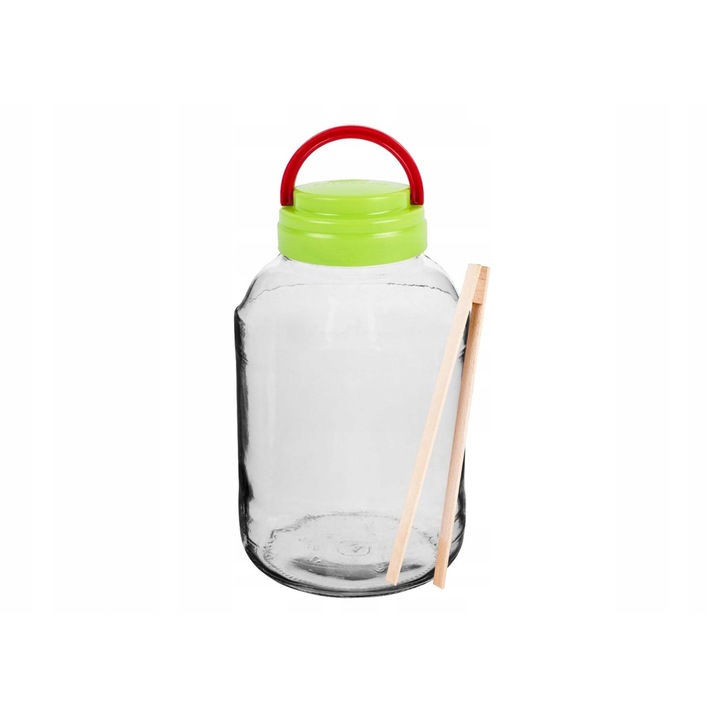 Borcan sticla 3L cu capac si manere, set cu clesti pentru muraturi, Tragar, 15x27cm