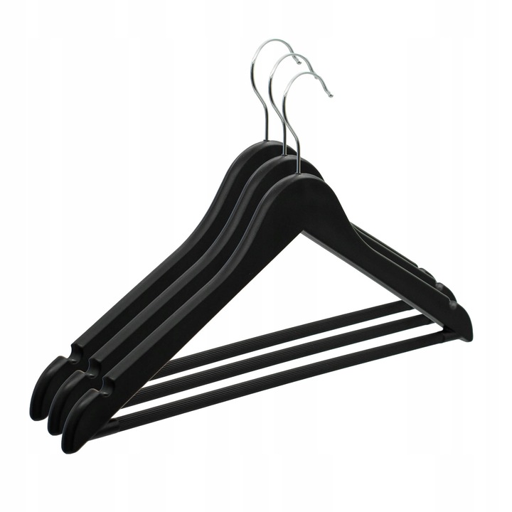 Set 30 umerase pentru haine Tragar, plastic, negru