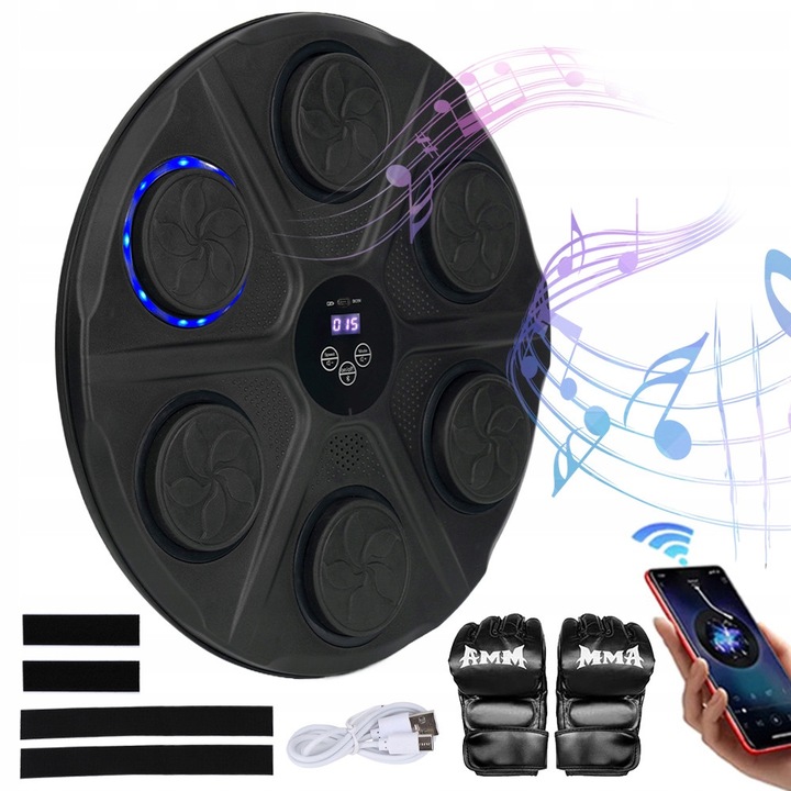 Смарт LED боксова машина Bluetooth, 12 режима, 12 скорости, черен, 42x41.5см