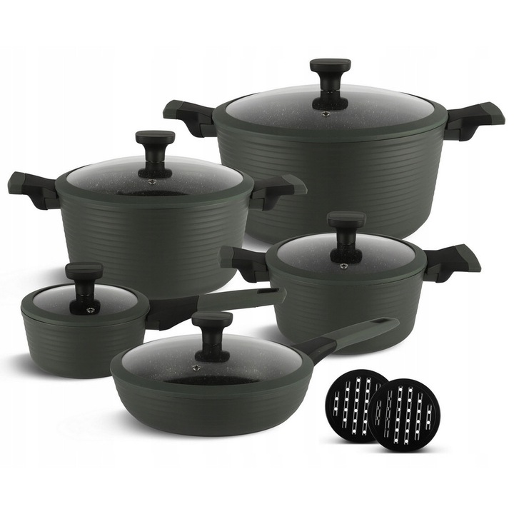 Set oale marmura 12 el. Edenberg, aluminiu, non-stick, 16x20x24x28cm