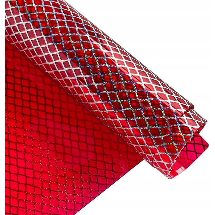 Material textil ecologic PVC, 30x120cm, rosu, semi-transparent, set 1 rola