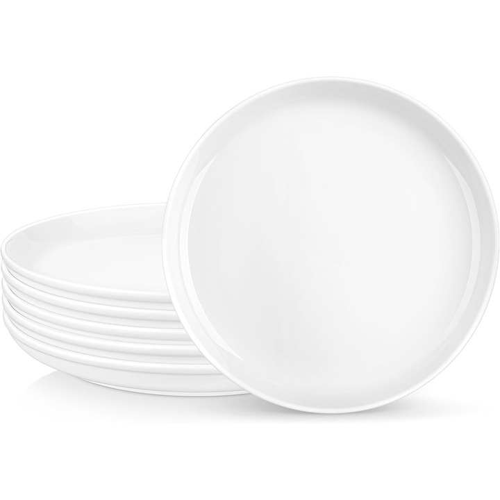 Set 6 farfurii plate, 22 cm, portelan alb