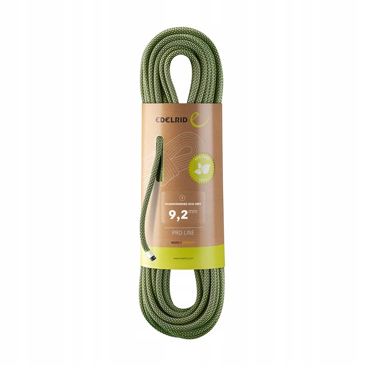 Franghie dinamica, Edelrid Hummingbird Eco Dry, 9.2 mm, 70 m, verde