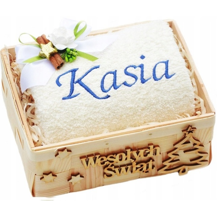 Prosop cu broderie, set cadou, 100% bumbac, 500g/m2, multicolor, 50x100cm