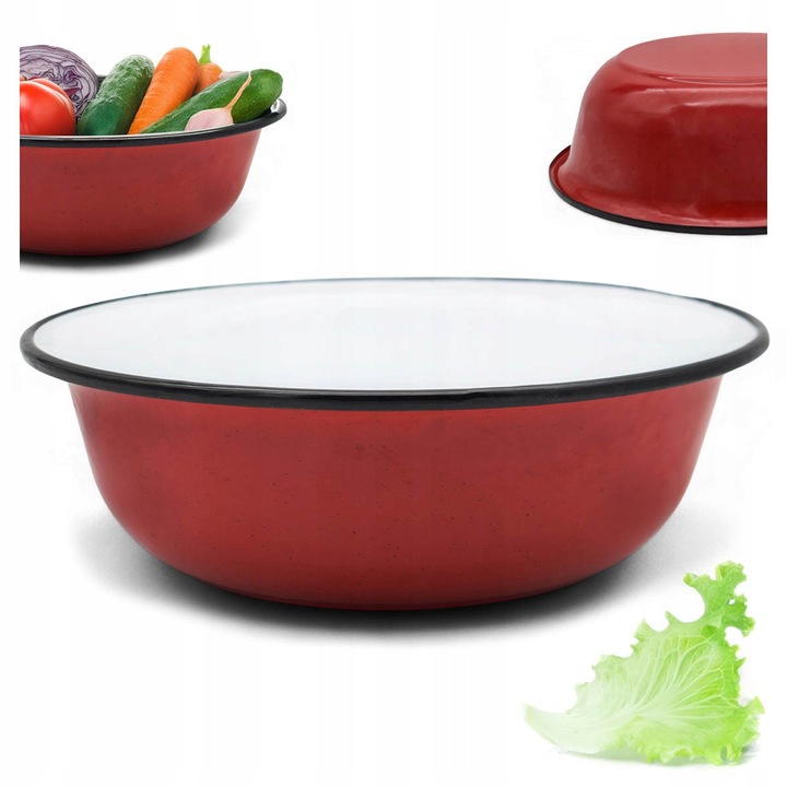 Bol Tragar, Miska Emaliowana, 7L, rosu, mare