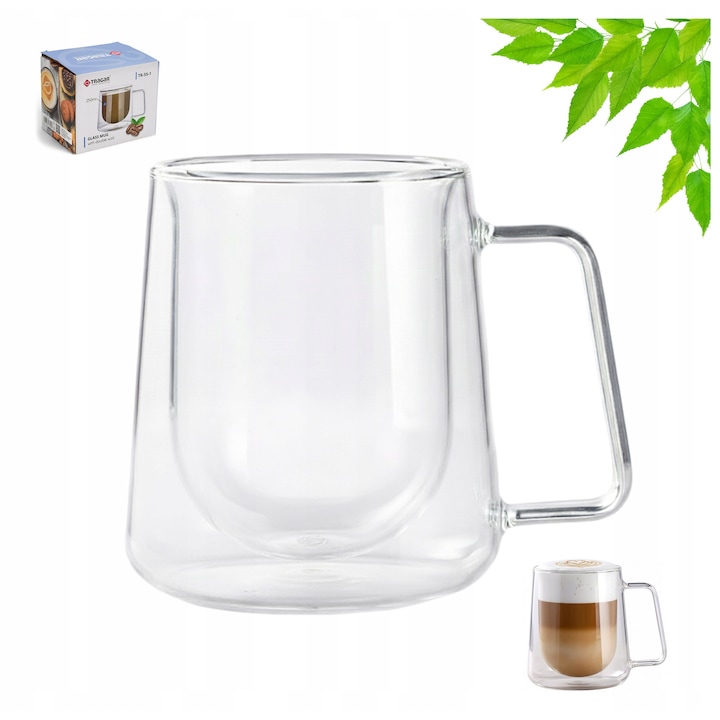 Set 6 Pahare Termice Tragar 300ml, Dublu Perete, pentru Cafea si Ceai