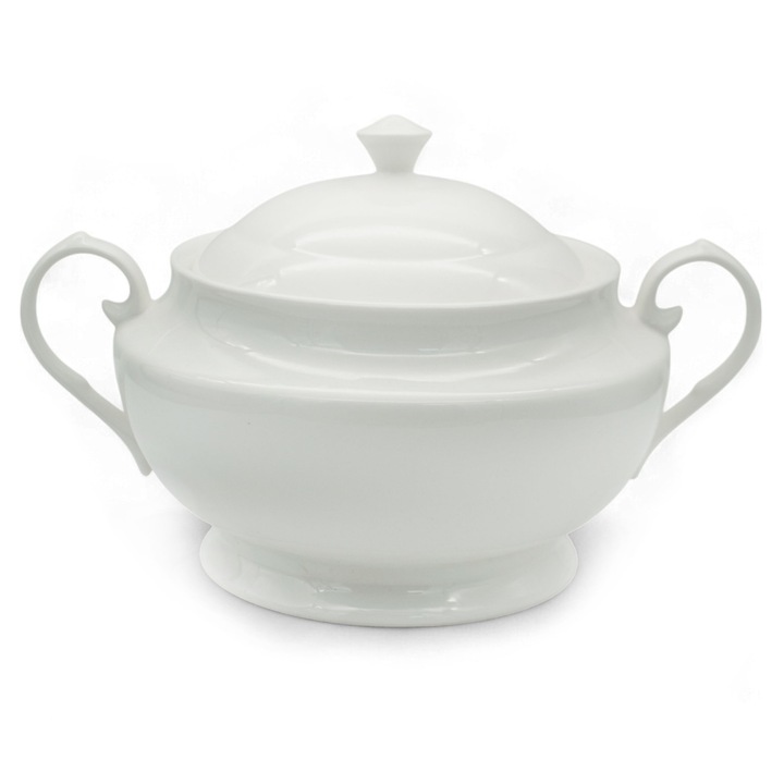 Кръгла тенджера Tragar 3,3L бяла с капак и дръжки