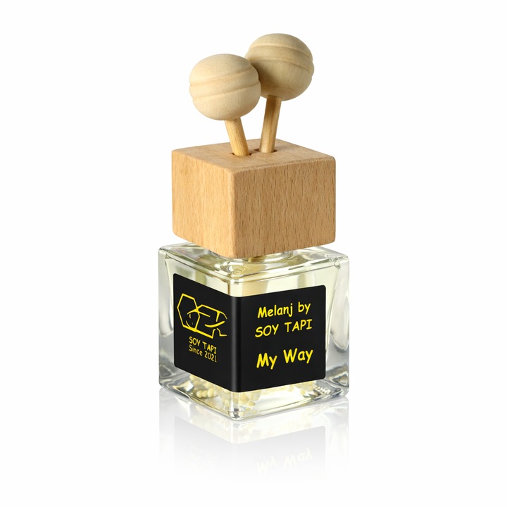 Odorizant auto My Way, 10 ml, sticla si lemn natural, aroma fina, design premium