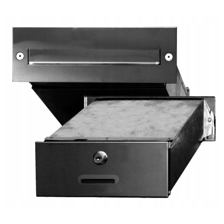 Beépített postaláda, grafit, 275x85x300mm, nyílás 20x210mm, A4 kapacitás, állítható 170-300mm
