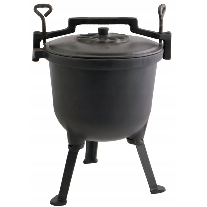 Kociolek zeliwny 4L, XL-Tools, emaliat, 24cm, cu capac si 3 picioare detasabile