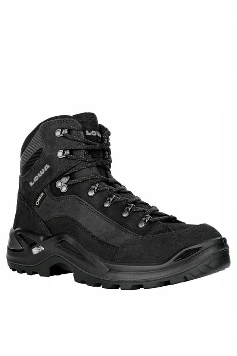 Ghete de trekking barbati Lowa Renegade GTX Mid, impermeabile, confortabile, culoare negru, material textil, 42 EU