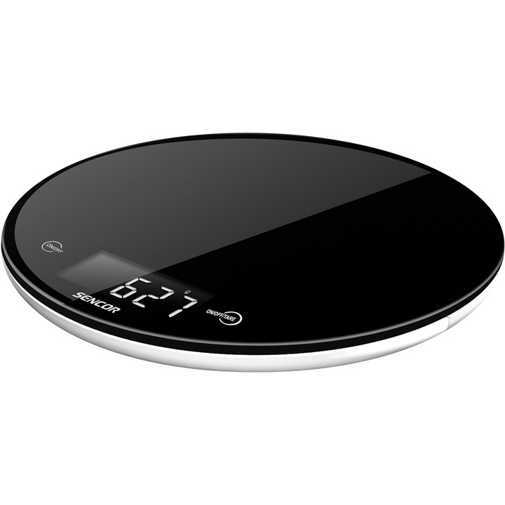 Кухненска везна Sencor SKS 5300, Стъклен плот, LCD дисплей, Черна