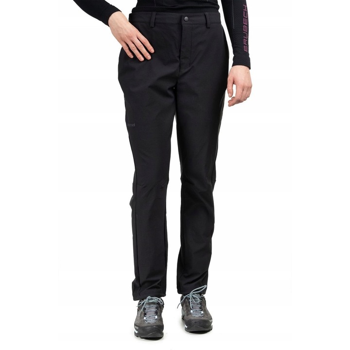 Pantaloni sport dama Marmot Scree Women, softshell, respirabili, negri, S INTL